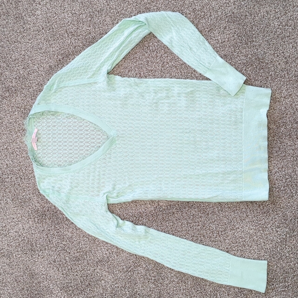 Victoria's Secret elegant mint burnout pointelle crochet lace long sleeve Small